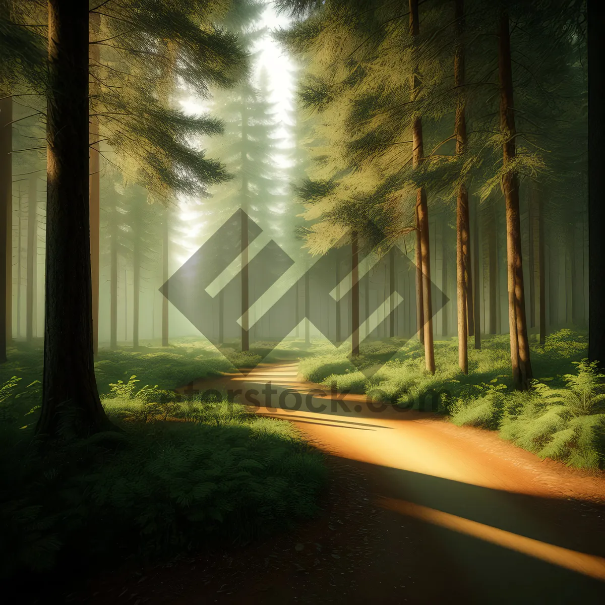 Picture of Serene Summer Forest Pathway Amidst Scenic Woodland