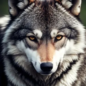 Majestic predator: Timber Wolf's piercing eyes in snowy wilderness.