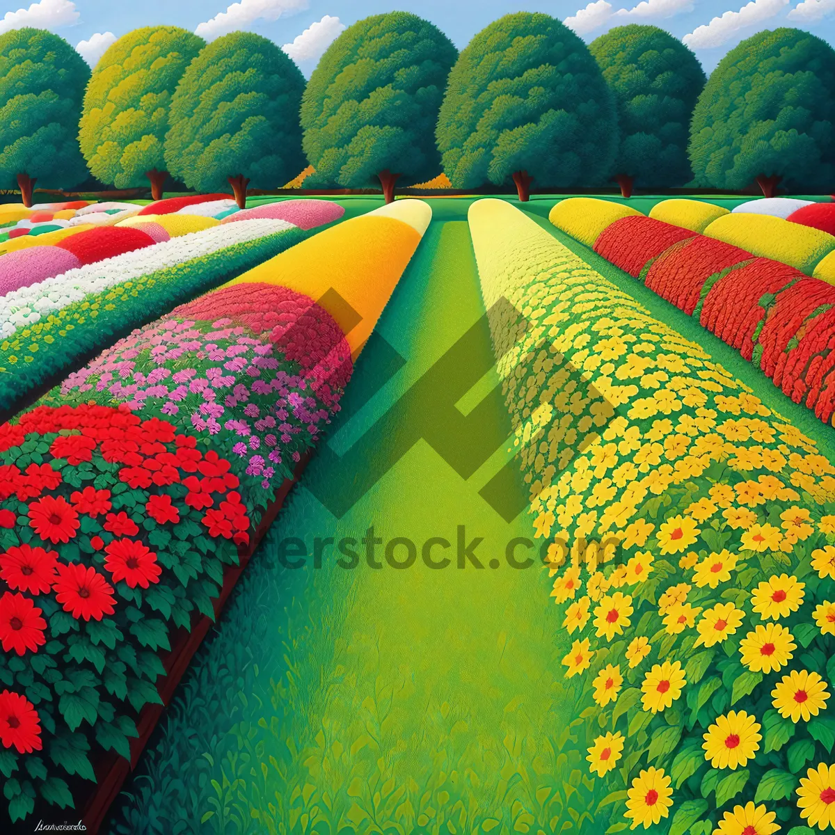 Picture of Colorful textile pattern design for vibrant wallpaper decoration.