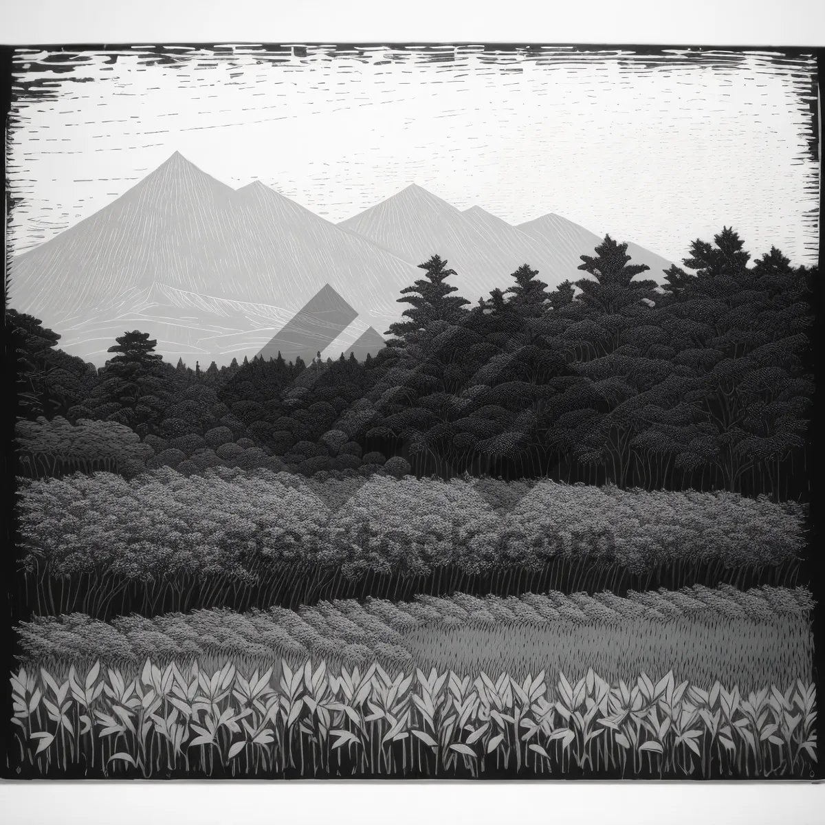 Picture of Rustic Thatched Roof Over Serene Countryside Field