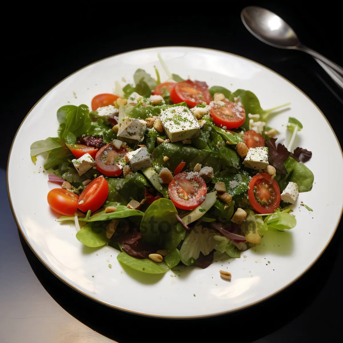 Picture of Delicious gourmet vegetable salad with fresh cheese