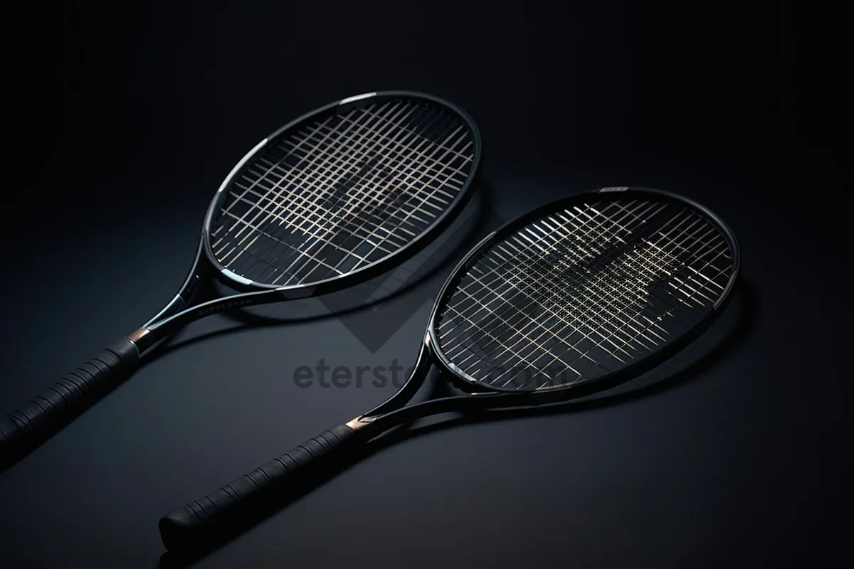 Picture of Competitive Tennis Match with Racket and Ball