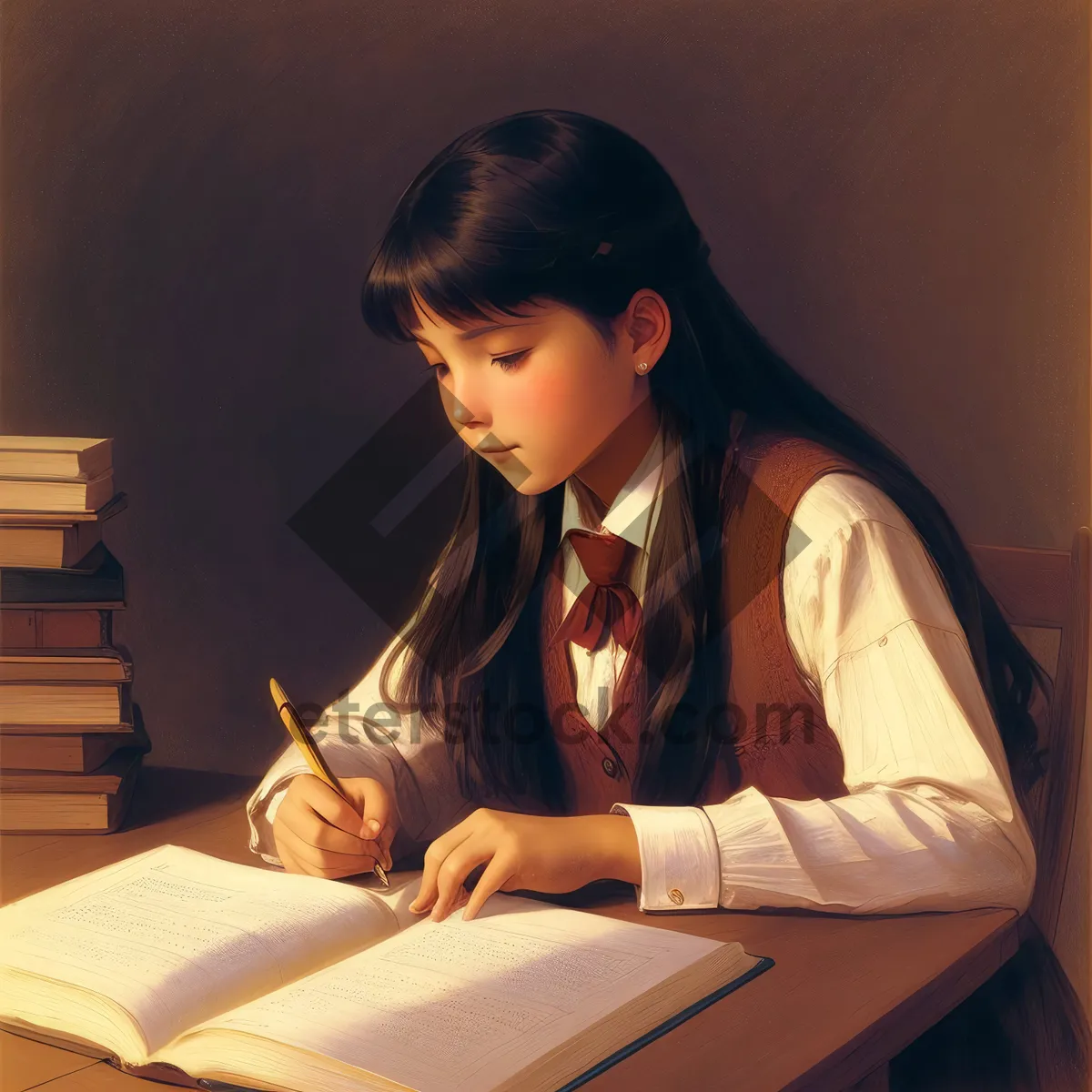 Picture of Smiling businesswoman at office desk with laptop computer