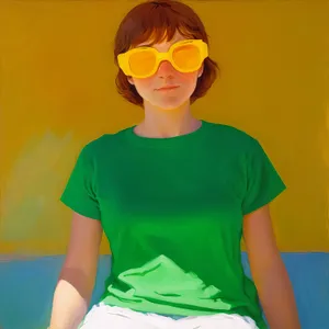 Smiling Lady in Fashionable Jersey Shirt and Goggles