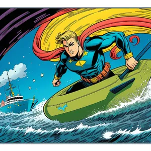 Surfer's Graphic Art: Swimmer and Fisherman Cartoon Design