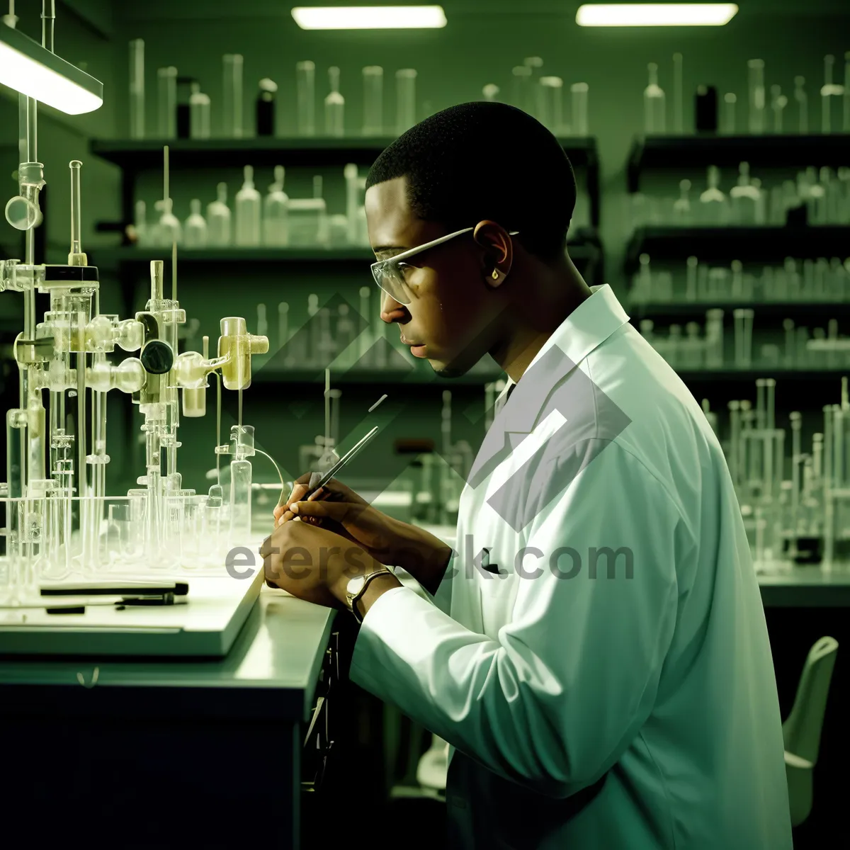 Picture of Professional doctor working in office wearing lab coat