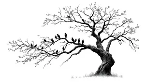 Silhouette of Oak Tree against Sky with Branches