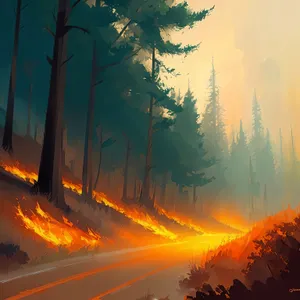 Summer Sunset Over Mountain Landscape.