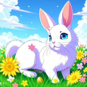 Happy Bunny Cartoon Art - Cute and Playful Graphic Drawing