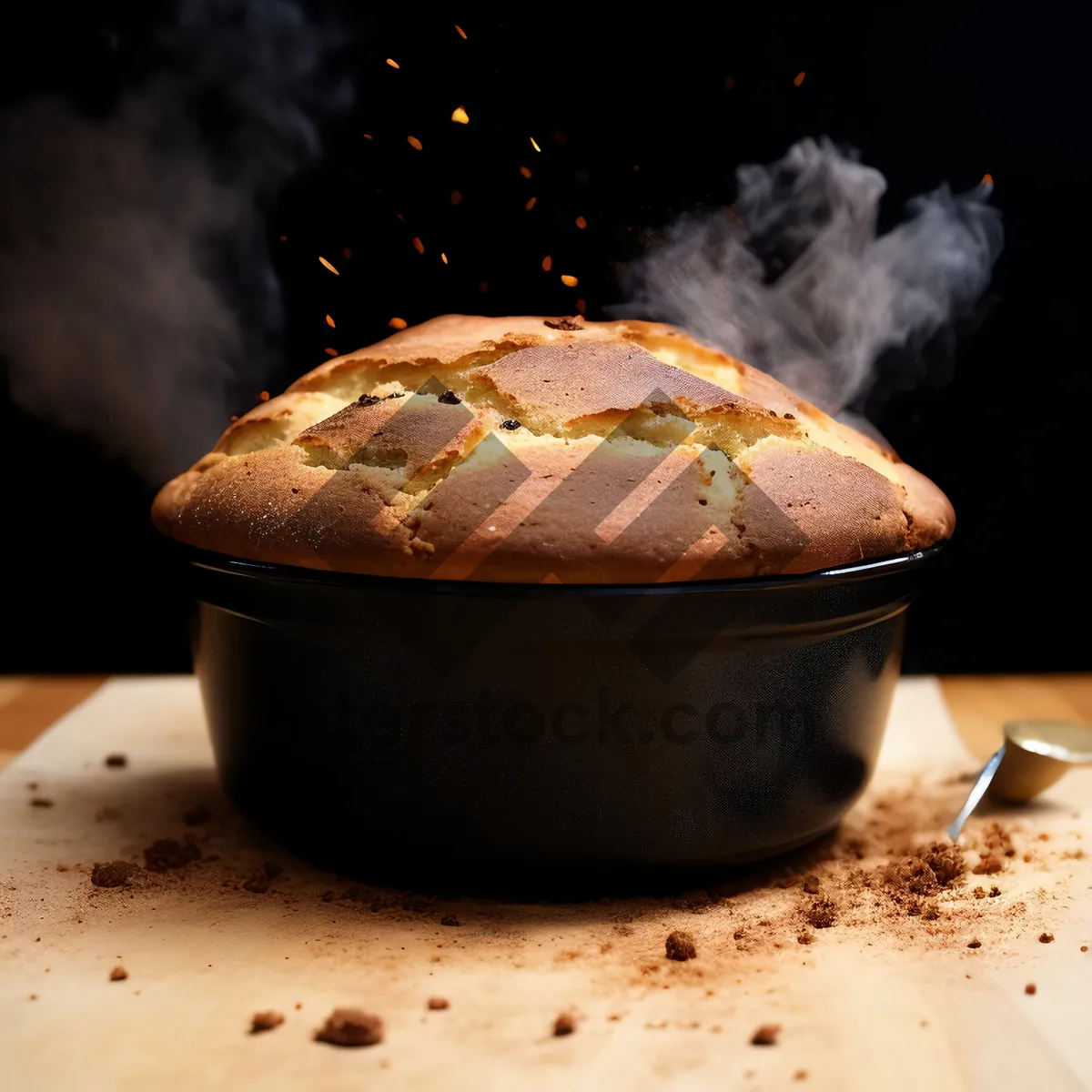 Picture of Delicious chocolate cake baked in Dutch oven