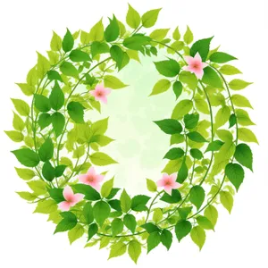 Spring Floral Leaf Design with Retro Ornate Pattern