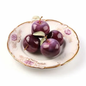 Delicious cherry chocolate fruit dessert on ribbon plate