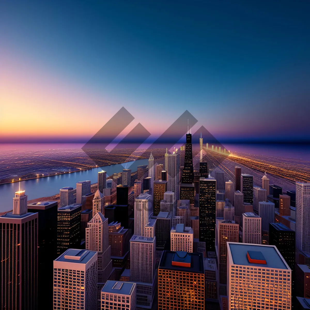 Picture of Urban Skyscraper Cityscape at Sunset