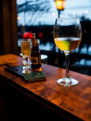 Exquisite Wineglass on Restaurant Table - Luxurious Celebration