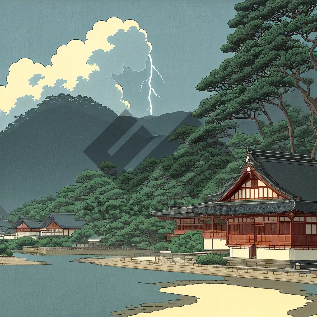 Picture of Serene Lakeside Retreat amidst Majestic Mountains