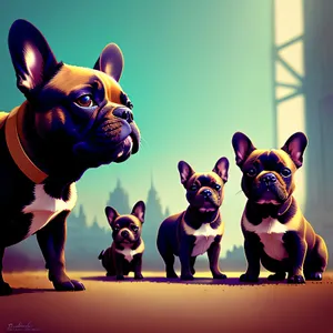 Funny Wrinkled Bulldog Puppy Portrait