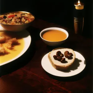 Delicious lunch plate at gourmet restaurant