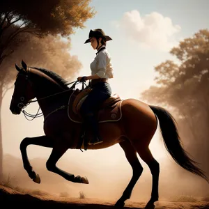 Sunset Equestrian Riding on Saddle