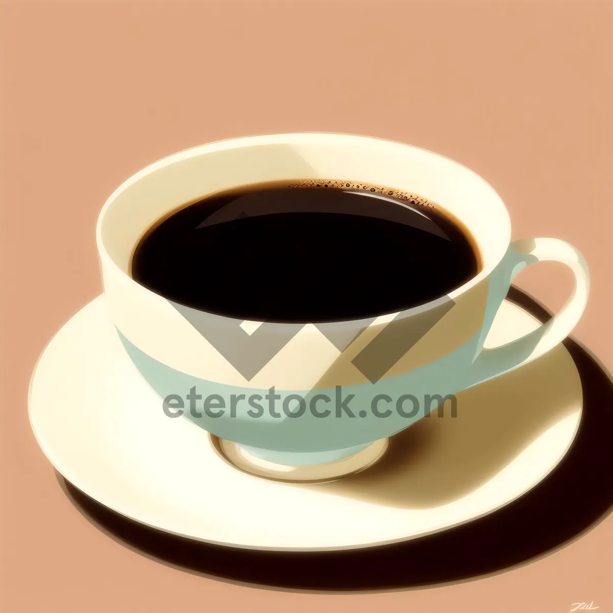 Picture of Hot Breakfast on Black Plate with Coffee