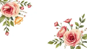 Pink Floral Silhouette Design Element for Celebration Card
