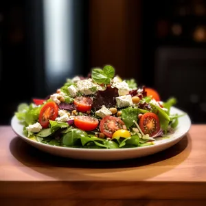 Gourmet salad with cheese and vegetables.