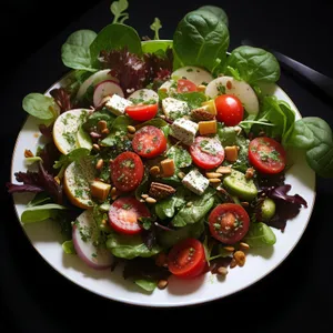 Delicious and Fresh Gourmet Salad with Cherry Tomatoes