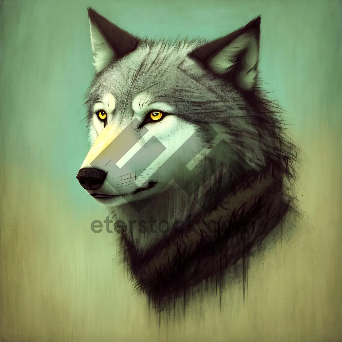 Picture of Majestic Canine Portrait: Wild Wolf's Intense Gaze