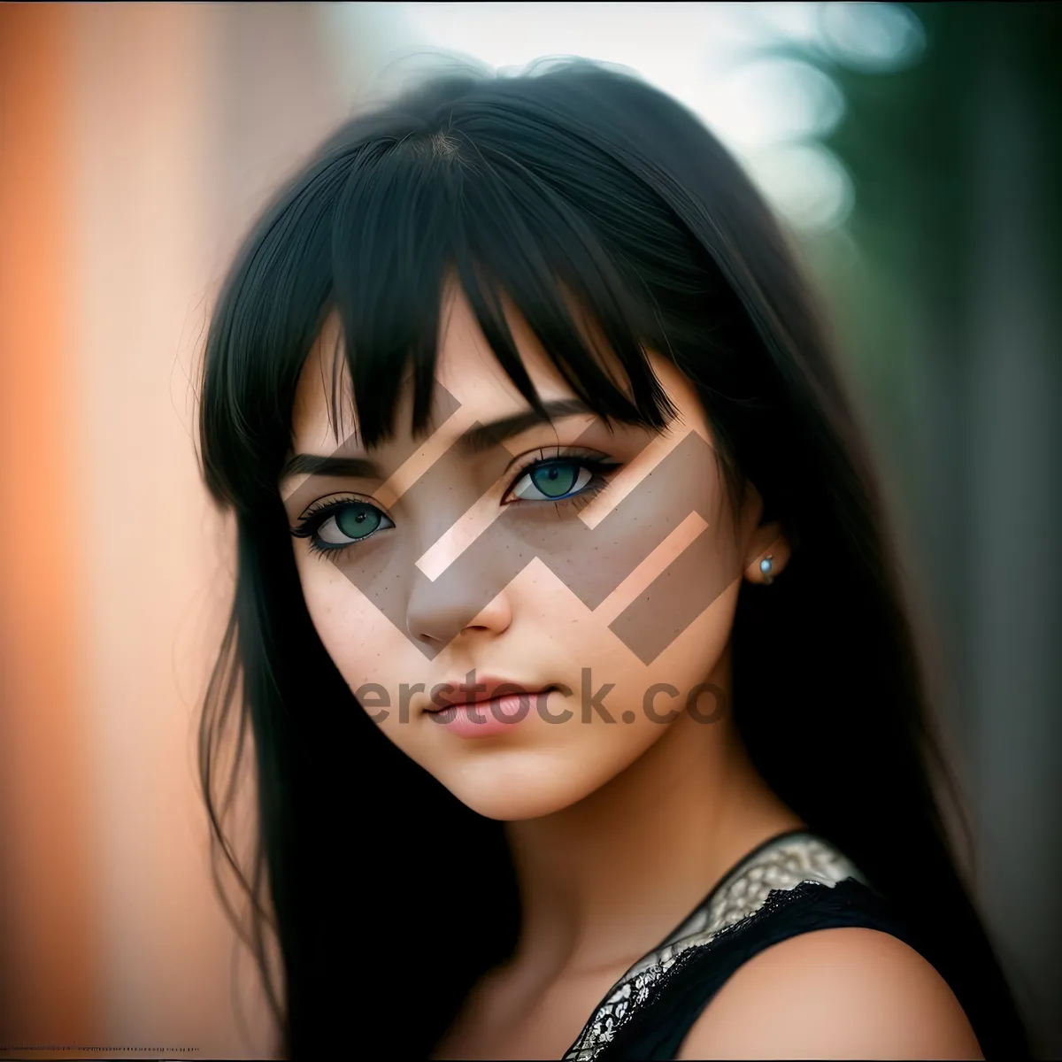 Picture of Sultry brunette beauty exudes elegance and sensuality.