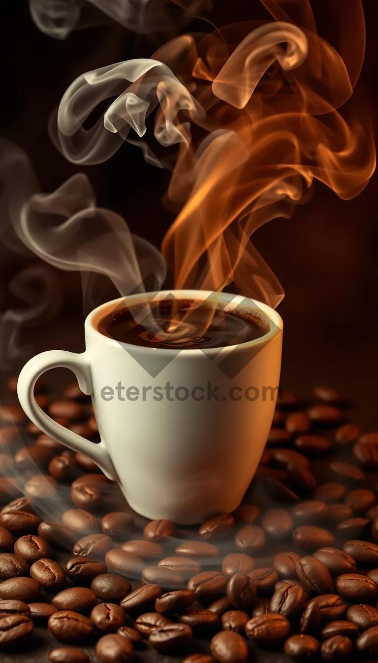 Picture of Fresh Breakfast on Black Table - Hot Coffee Mug