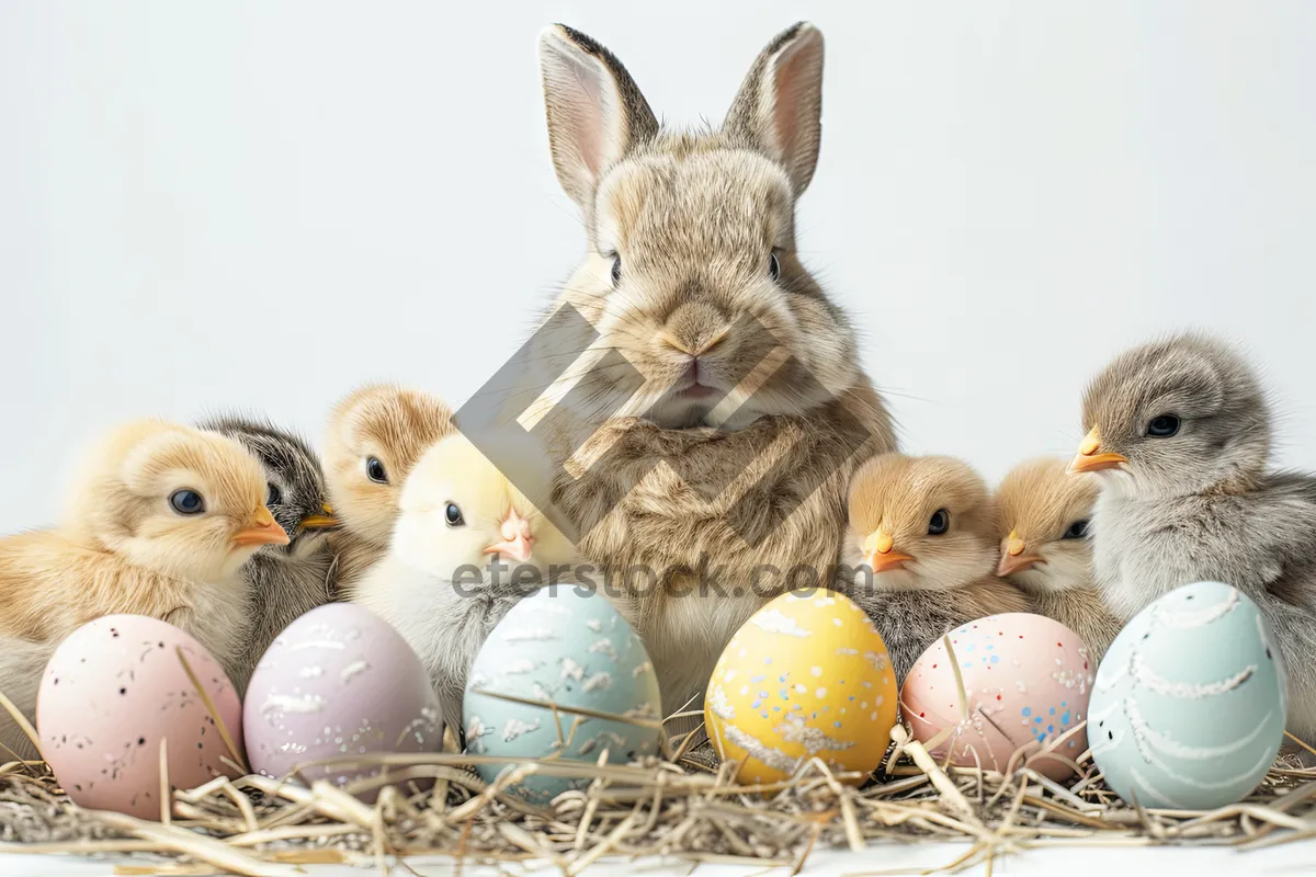 Picture of Colorful Easter Bunny and Eggs Basket Decoration