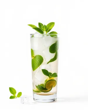 Fresh citrus cocktail in glass jar with ice and flowers