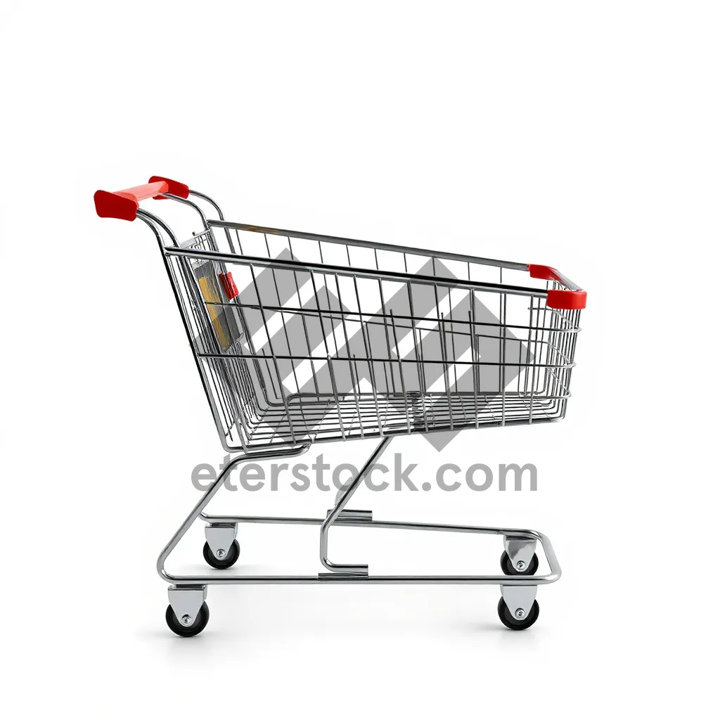 Picture of 3D shopping cart wheeling through an empty supermarket