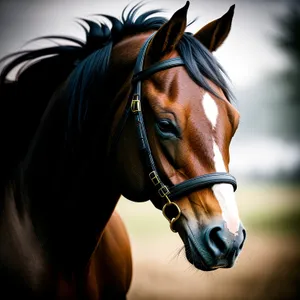 Brown Thoroughbred Stallion with Halter Restrained