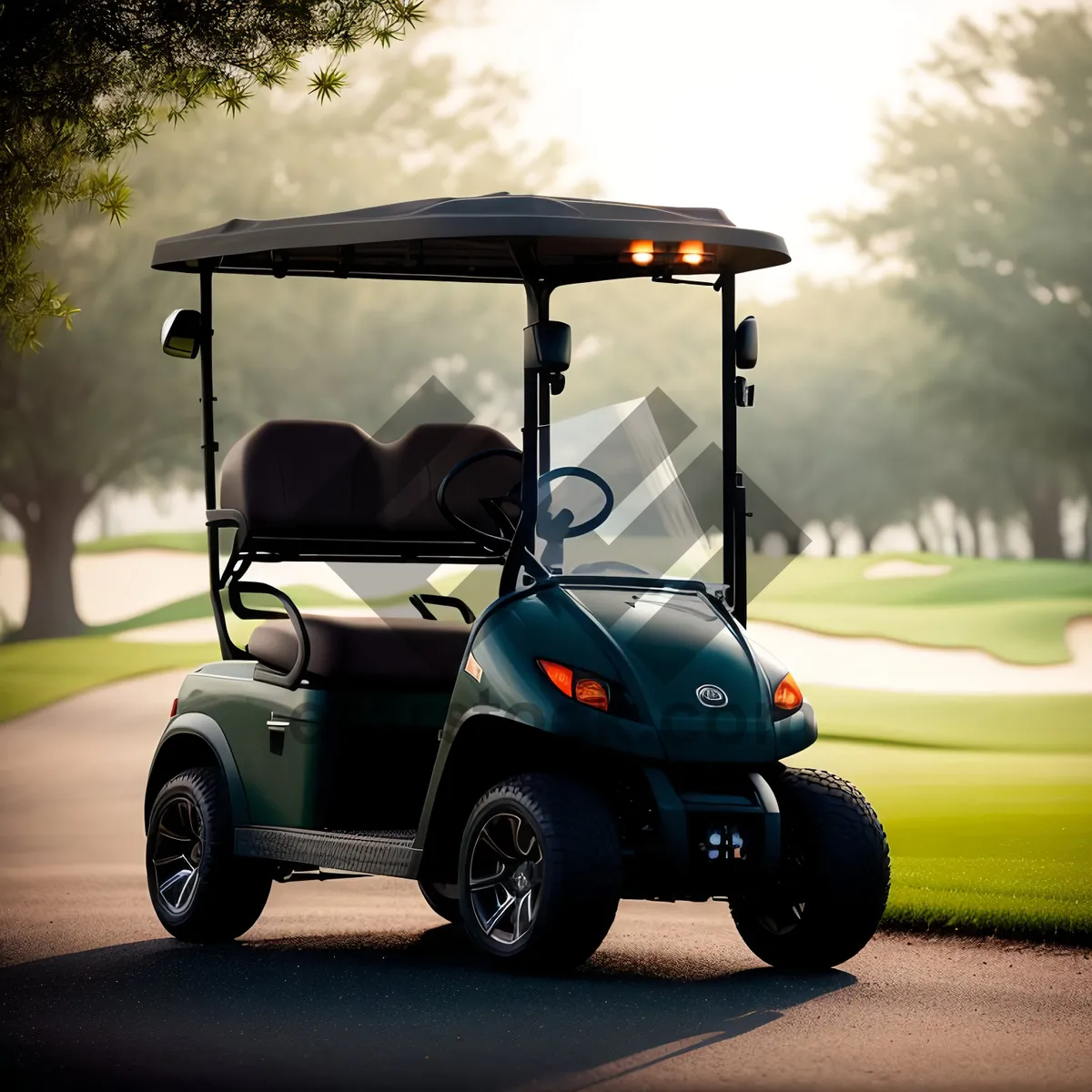 Picture of Golf Cart on Green Grass: Transportation for Golfers