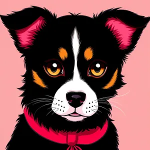 Cute Cartoon Model with Black Hair: Fashion Art