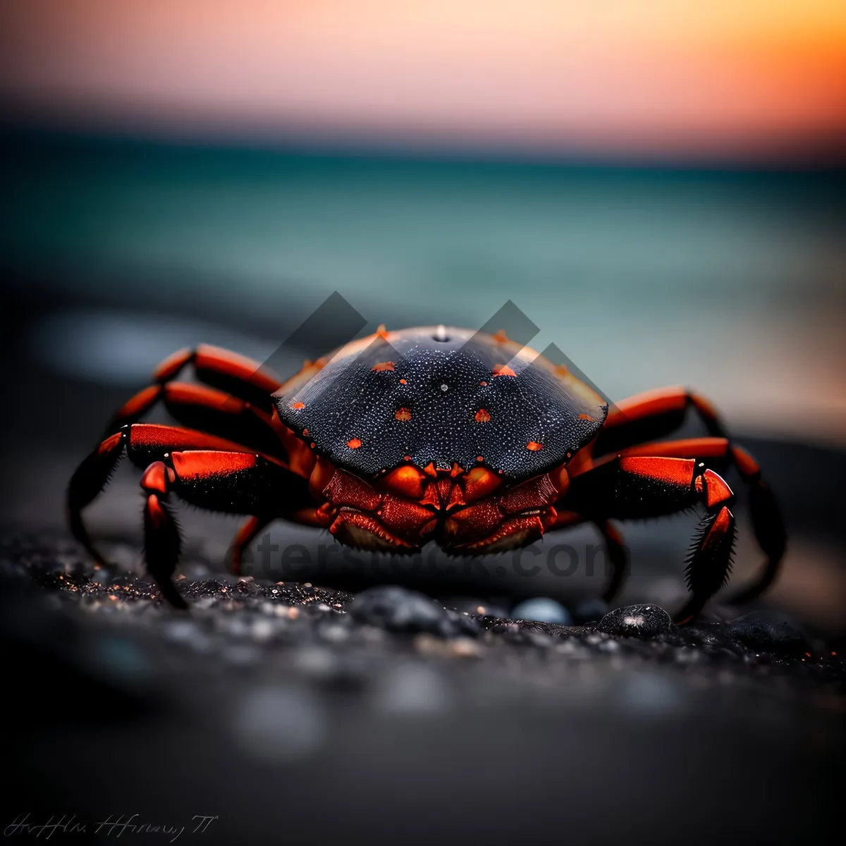 Picture of Close-up detail of black rock crab arthropod