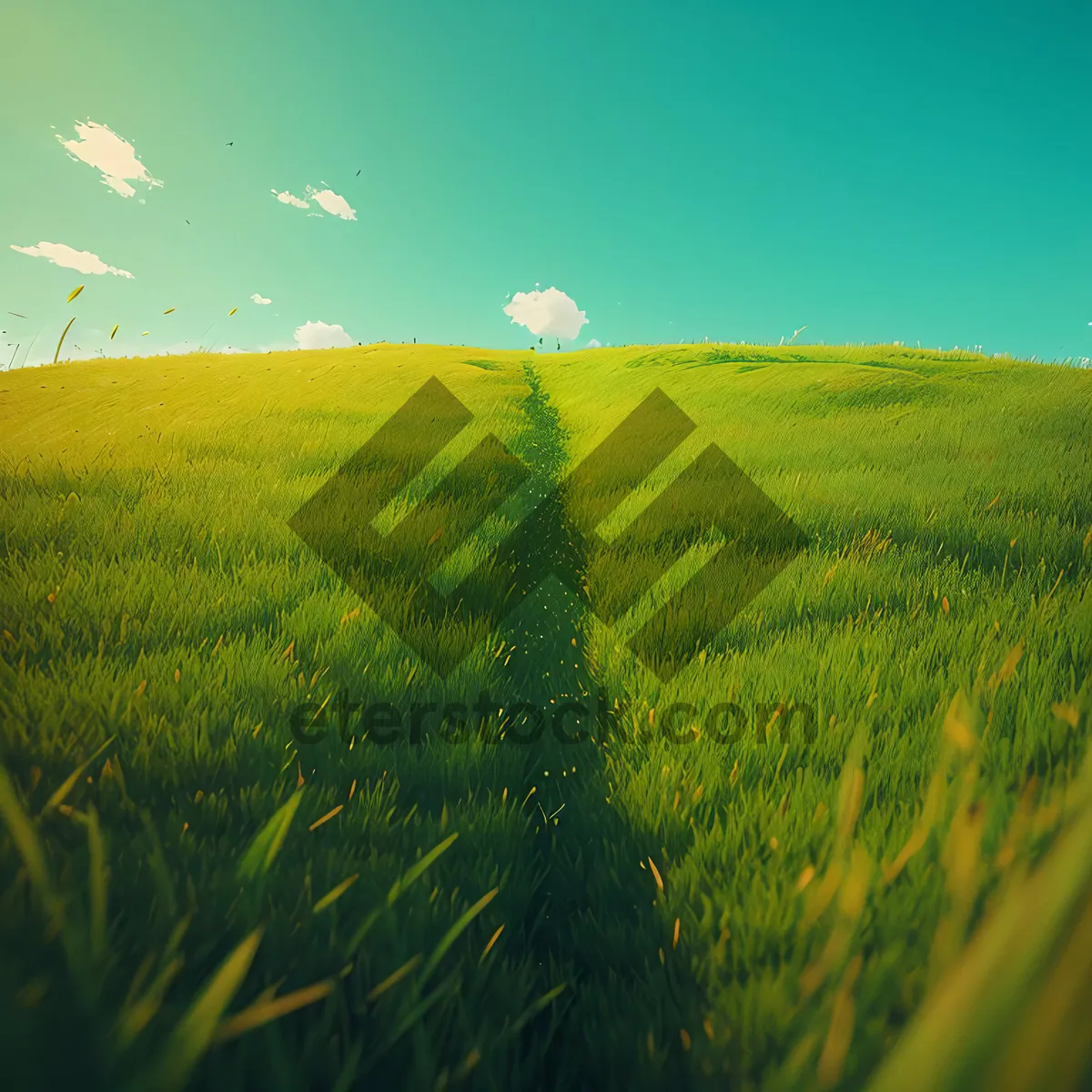 Picture of Golden Harvest: Rural Wheat Field Under Clear Skies