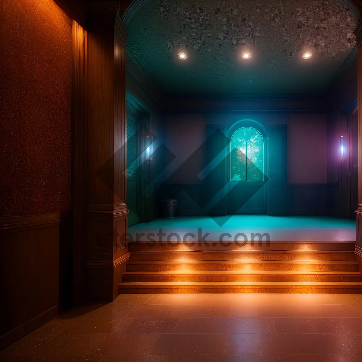 Picture of Modern Interior Hall with Illuminated Sconce Lighting