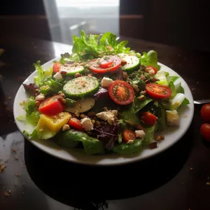 Delicious Gourmet Salad with Fresh Vegetables and Cheese