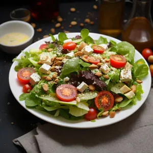 Delicious Gourmet Salad with Fresh Vegetables and Cheese