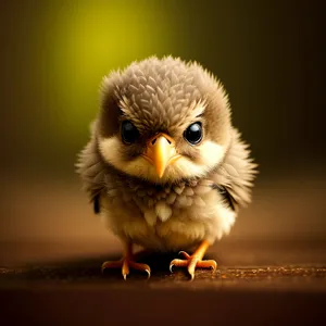 Fuzzy Newborn Chick with Fluffy Yellow Feathers