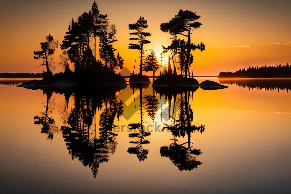 Picture of Holiday Sky Tree Silhouette Reflection Picture