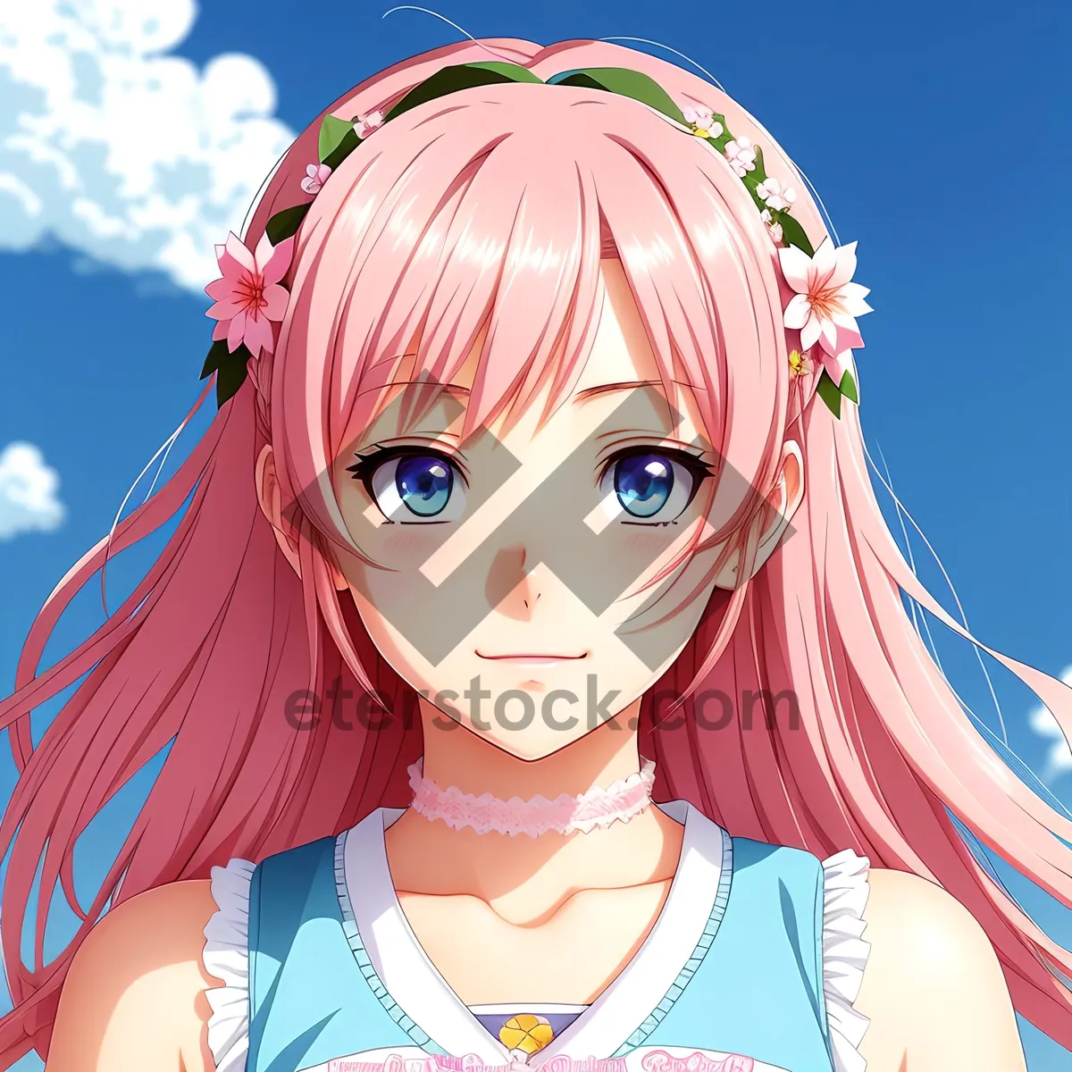 Picture of Energetic Smiling Model with Colorful Hair