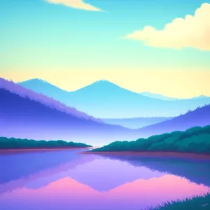 Vibrant Sunset over Serene Lake