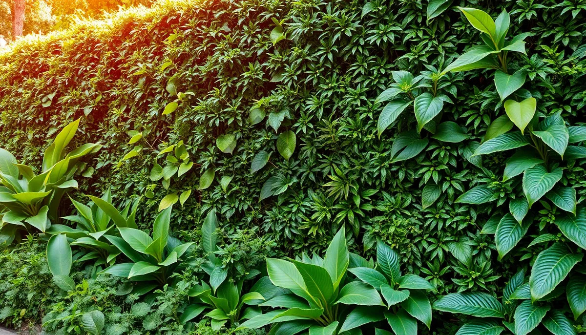 Picture of Fresh summer leaves on woody branch in garden