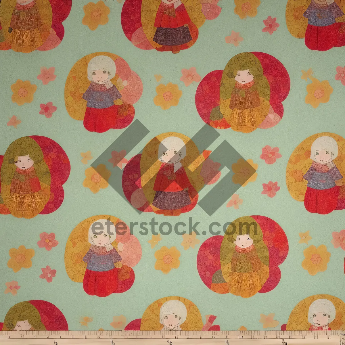 Picture of Vintage Floral Wallpaper Pattern on Cotton Fabric