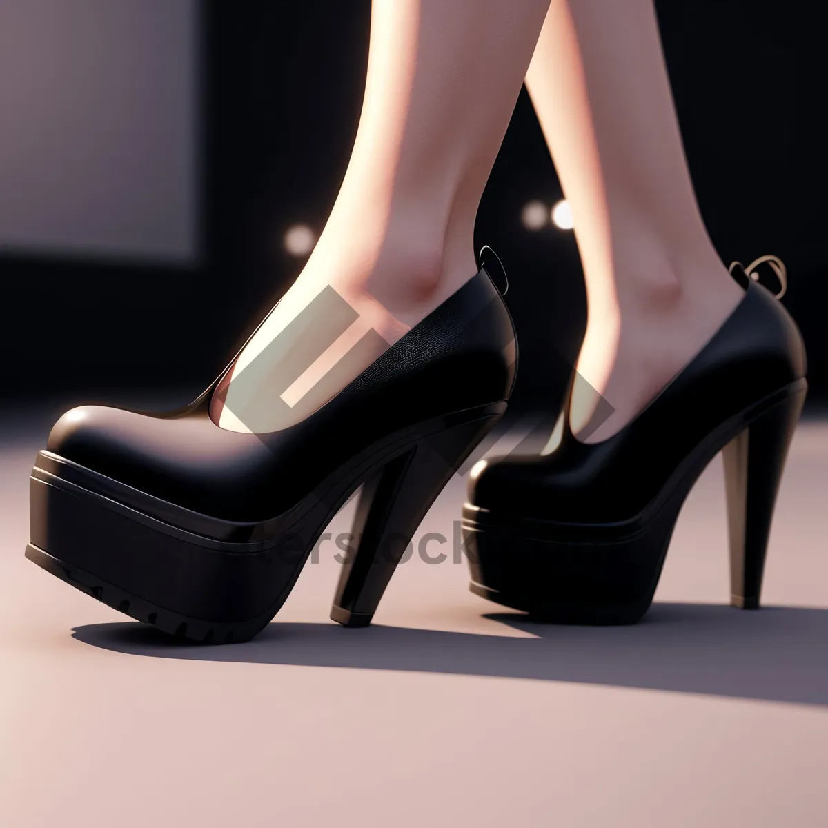 Picture of Sultry Sensuality: Black High Heels and Slender Legs