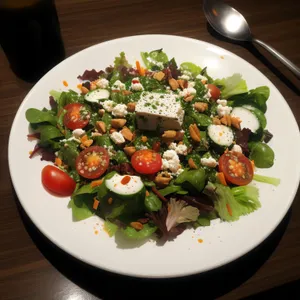 Fresh and Healthy Vegetable Salad Plate