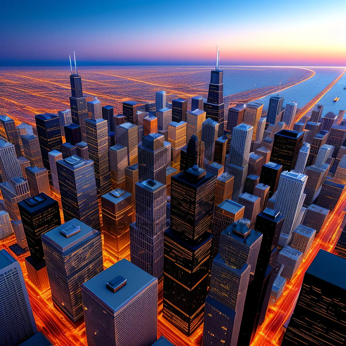 Picture of Urban Skyline at Sunset