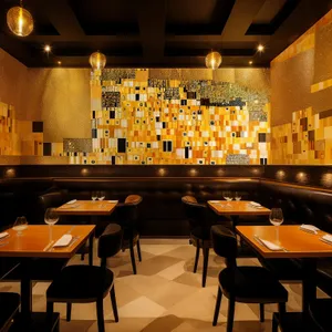 Modern Cafeteria Interior Design with Wooden Furniture and Chairs